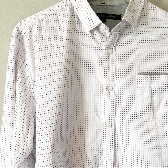 Impatient Wolves White Colored Dobby Long Sleeve Button Front Shirt Size Large - Picture 2 of 9